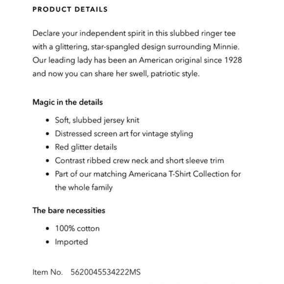 NEW Disney Minnie Mouse Americana Original  T-shirt for Women Size Large - Picture 4 of 11